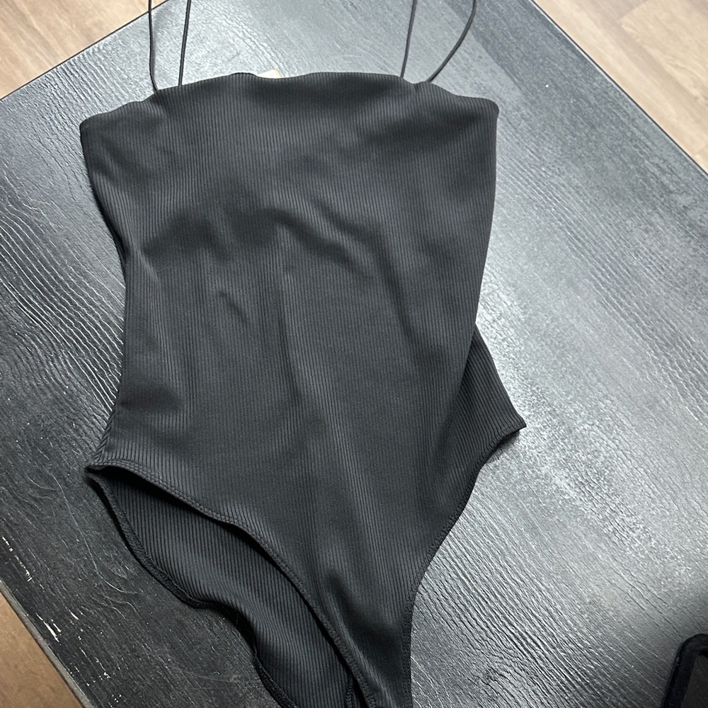 Zara Black Ribbed Bodysuit